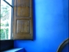 The blue interior of the main porter's lodge at the entrance to Park Güell.